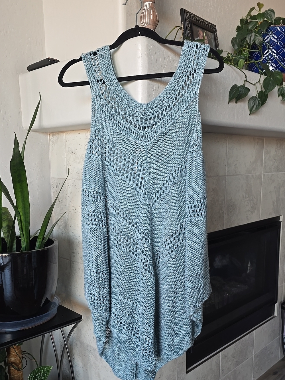 Free People Sky Blue Crochet Knit Tank